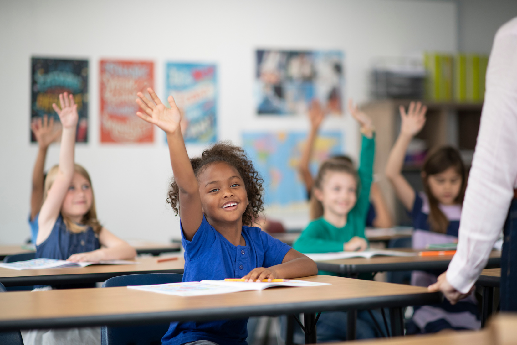Elementary children answering questions